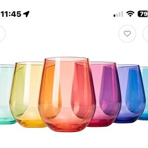 Wine Servant New plastic Set of Colorful Stemless Wine Glasses - Rainbow Tones